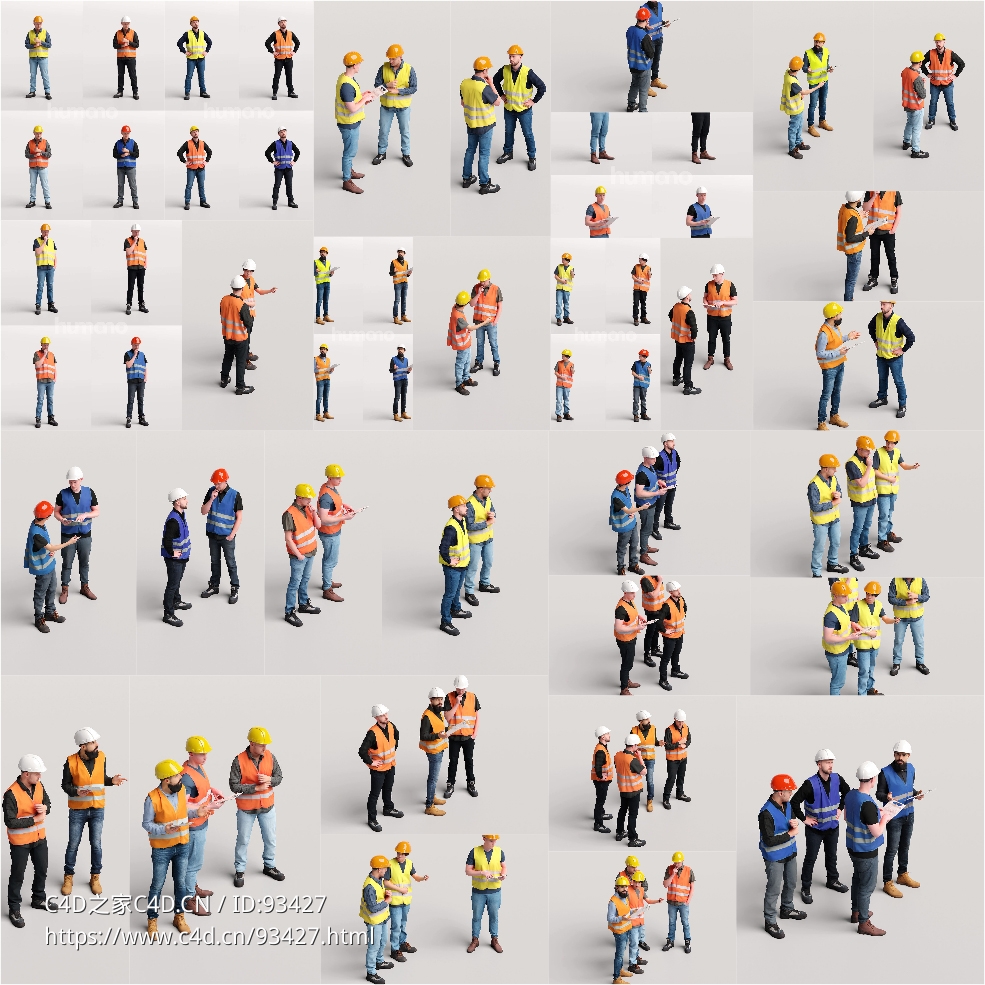 工程建筑工地施工工人人物3D模型Humano 3D - 2506 - Workwear