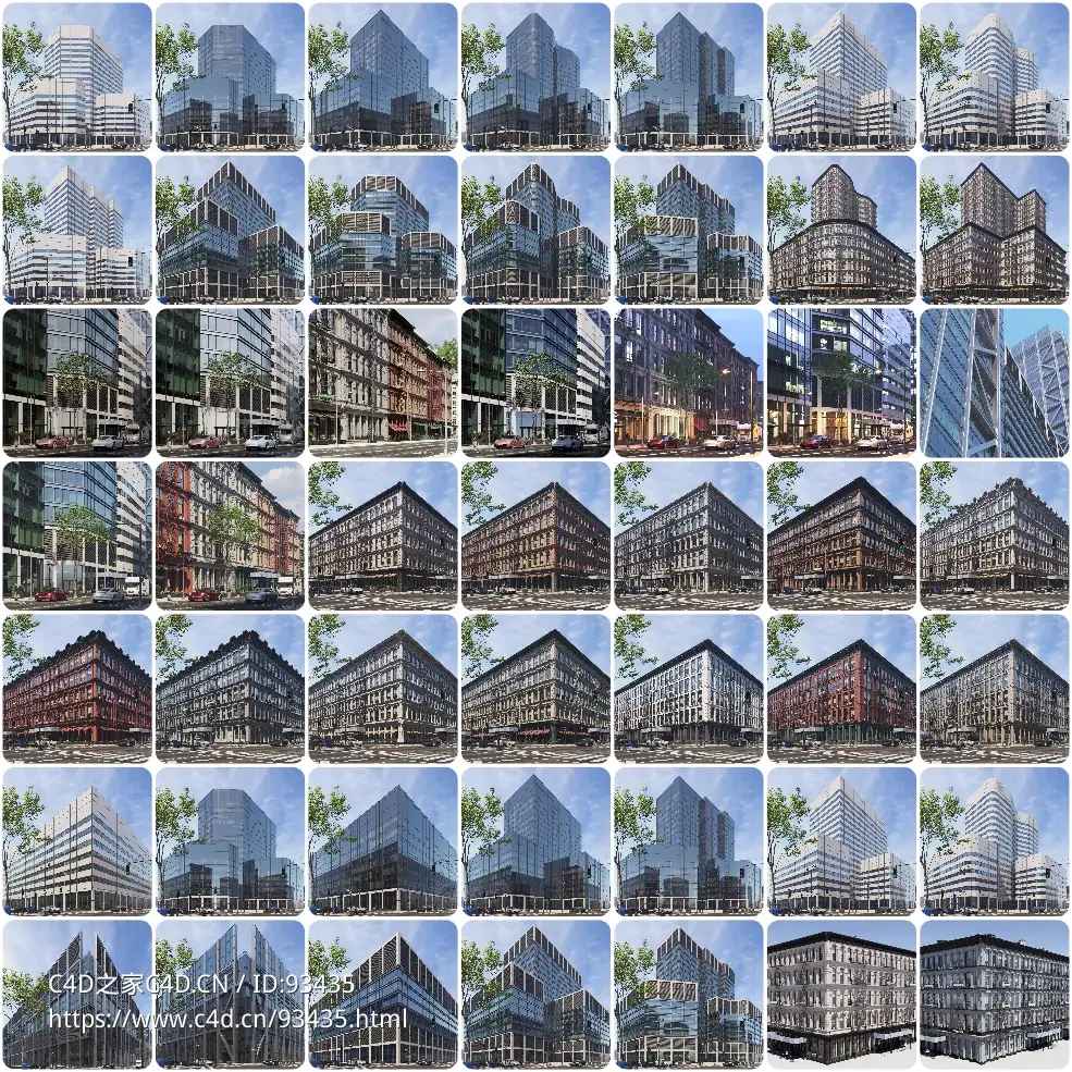 模块化高精度城市建筑3D模型合集支持3DS MAX VRay Corona多平台渲染Evermotion Archmodels vol.267