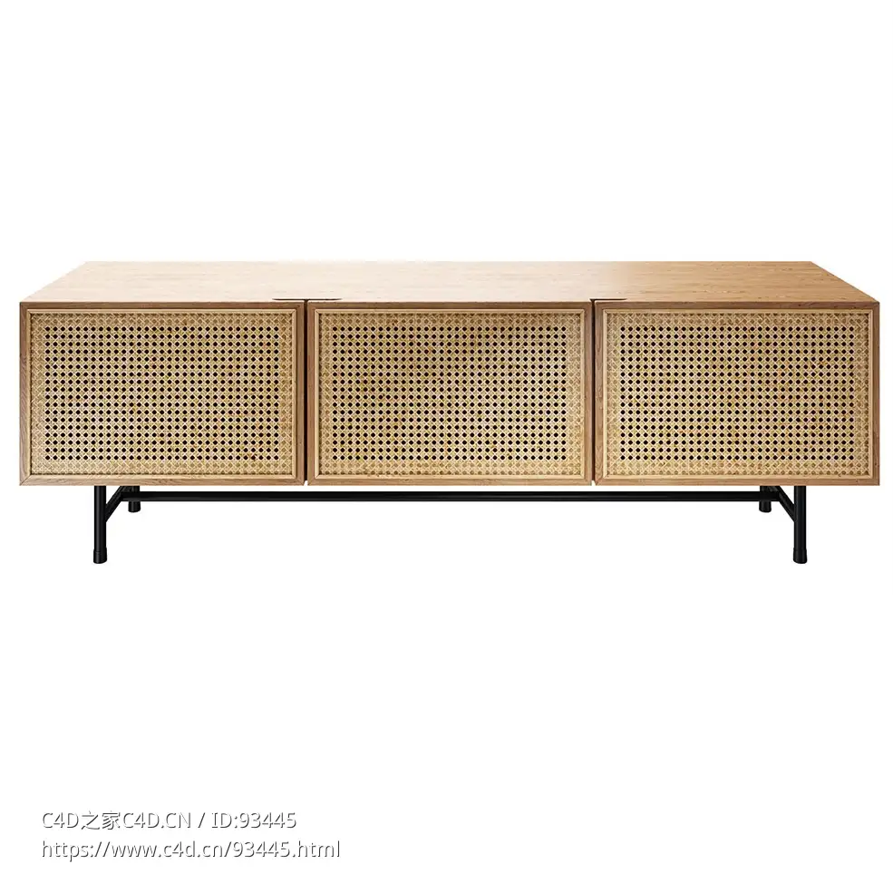 Hans K品牌金属脚球拍电视柜3D模型素材下载Racquet TV Console Metal Legs by Hans K
