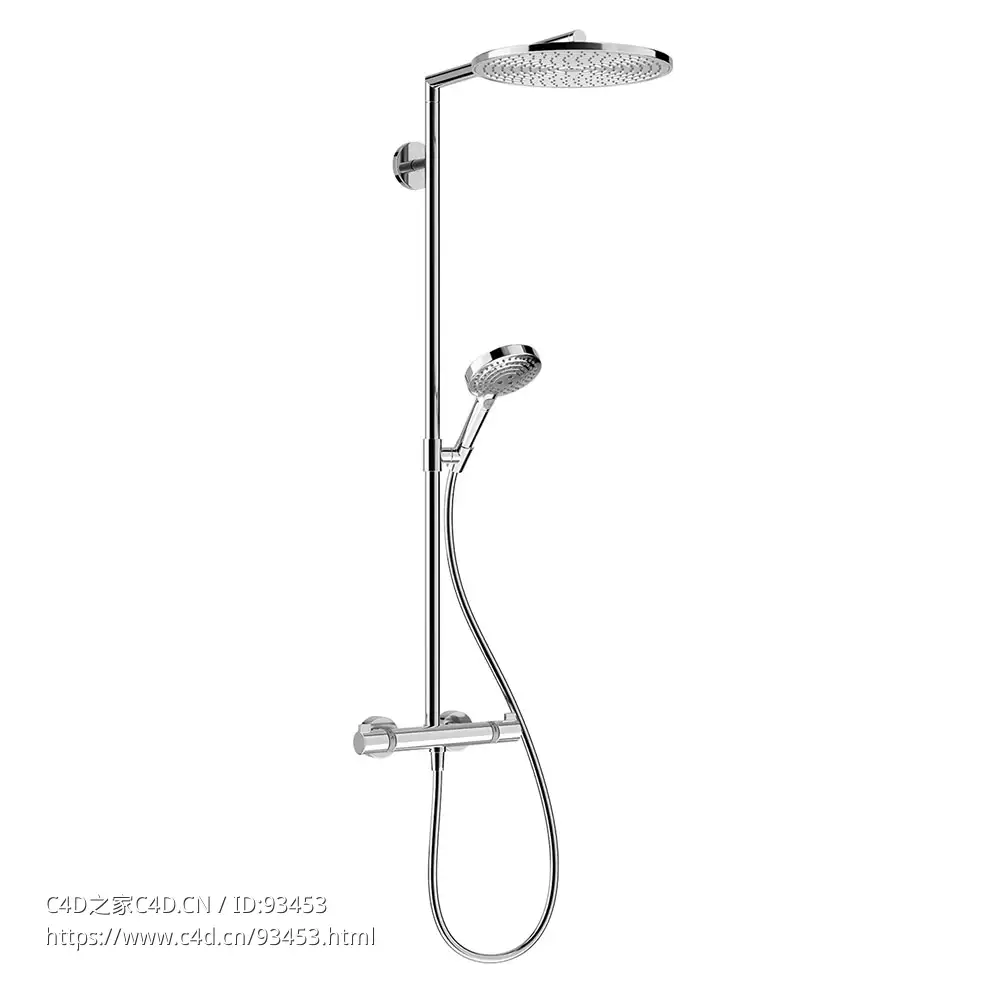 汉斯格雅S300系列恒温花洒3D模型素材下载Raindance S Shower 300 Thermostat by Hansg