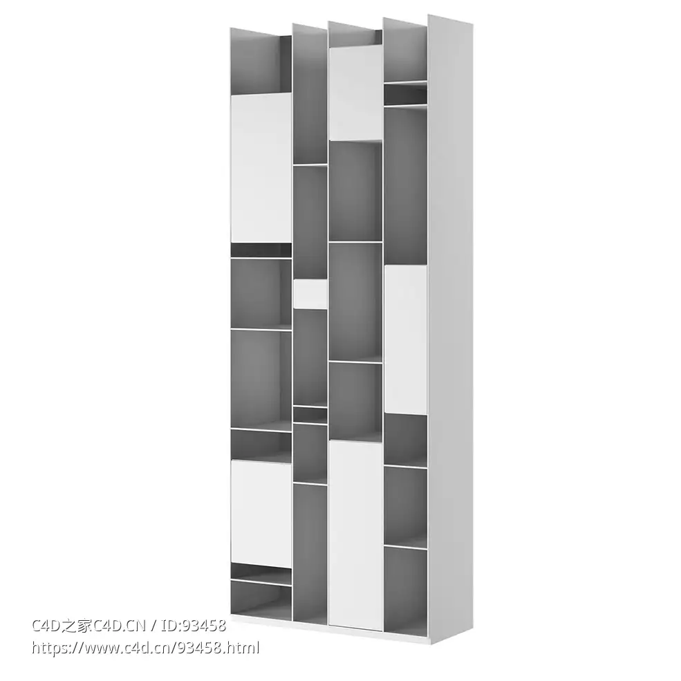 MDF Italia品牌带门随机式书柜3D模型素材下载Random Box Bookcase with Doors by MDF