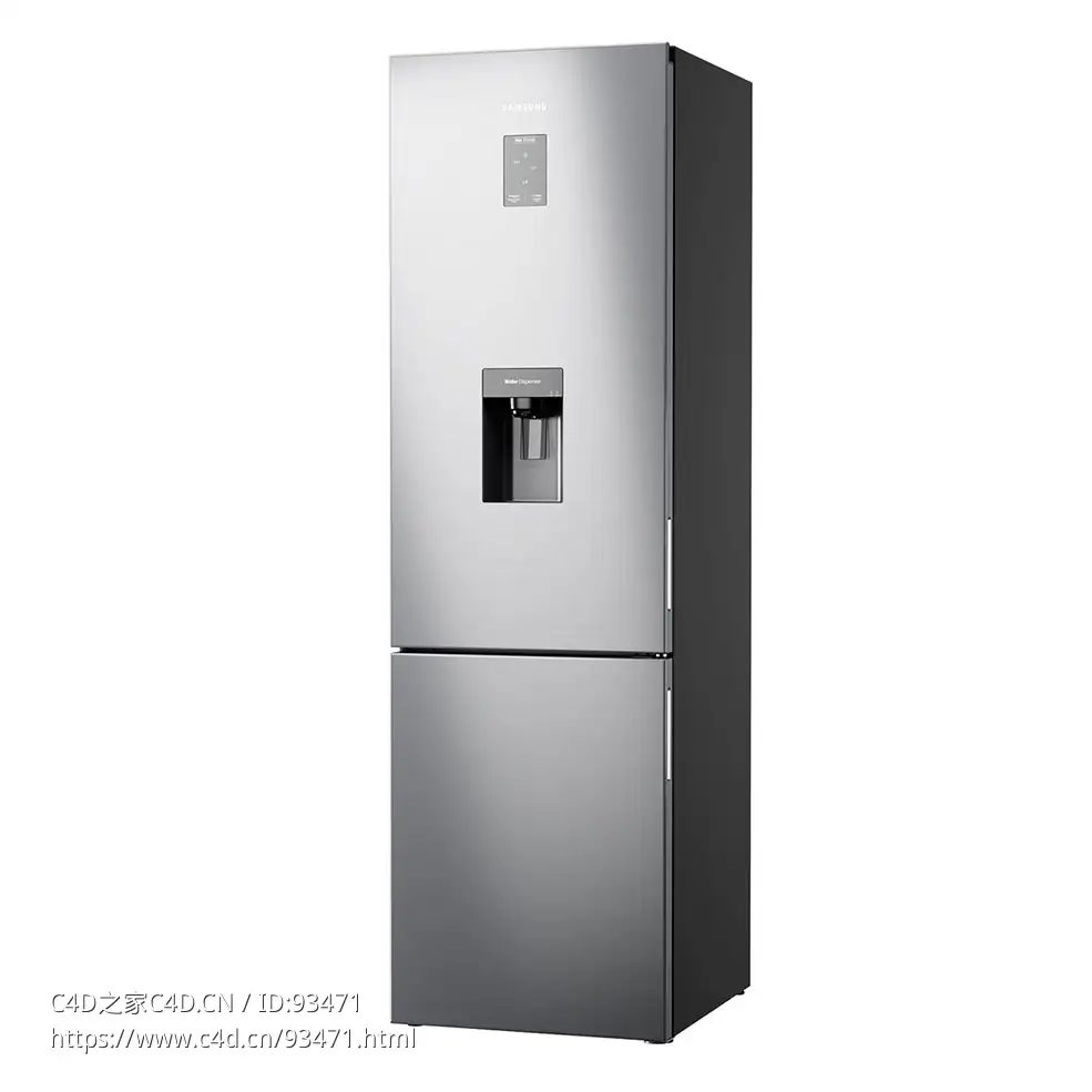 三星201厘米RB5000系列带饮水机冰箱冷冻柜3D模型素材下载RB5000 Fridge Freezer with