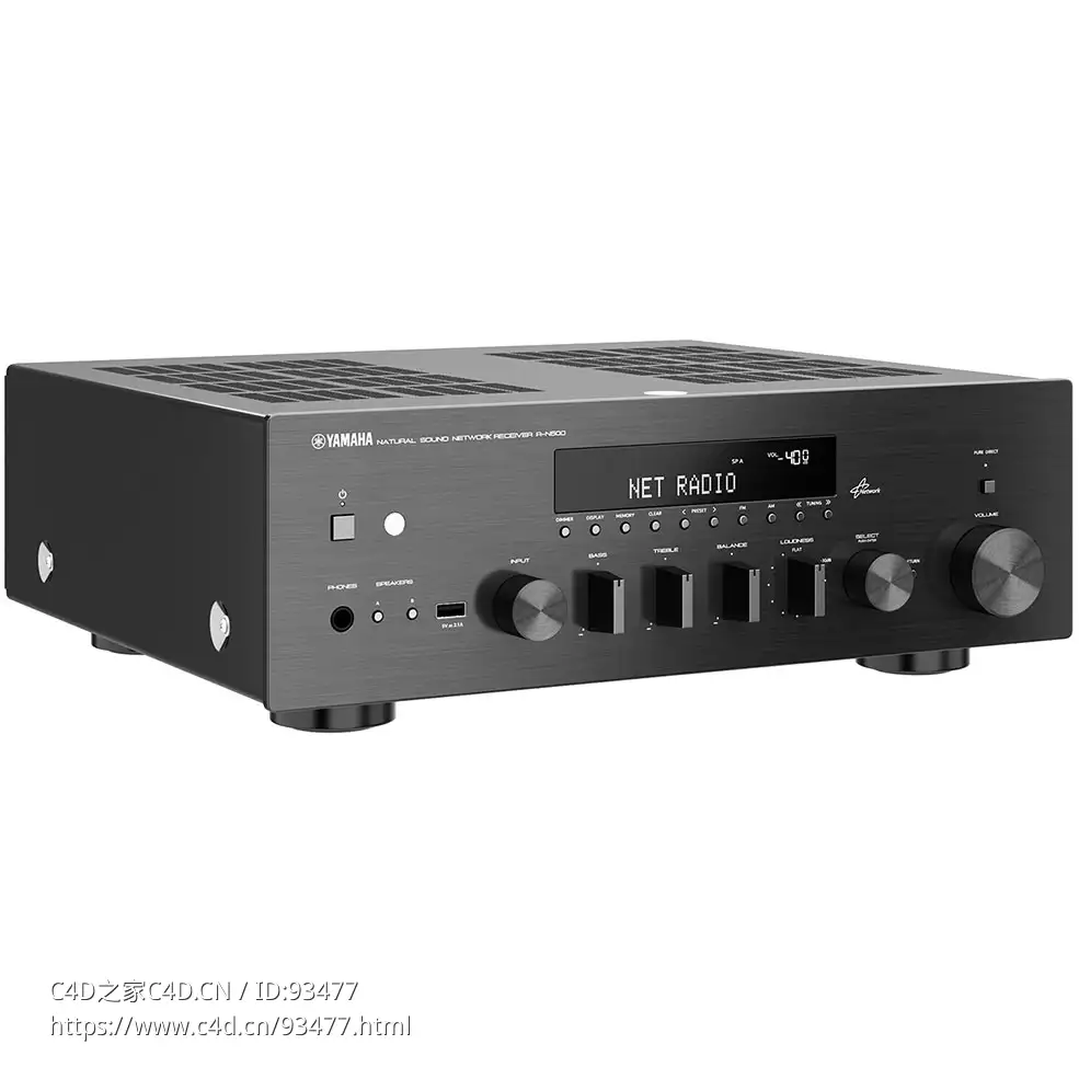 雅马哈R-N500黑色功放接收机3D模型素材下载Receiver R-N500 Black by Yamaha