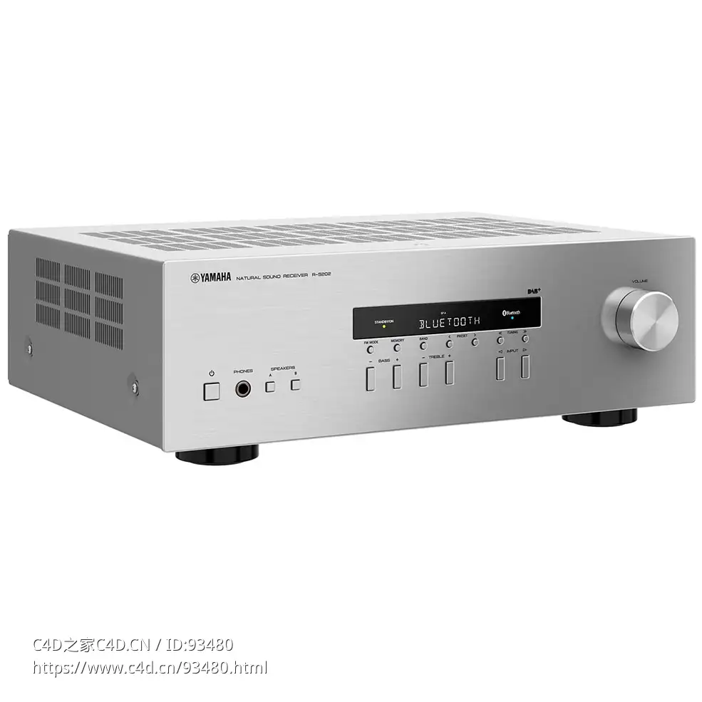 雅马哈R-S202D银色功放接收机3D模型素材下载Receiver R-S202D Silver by Yamaha