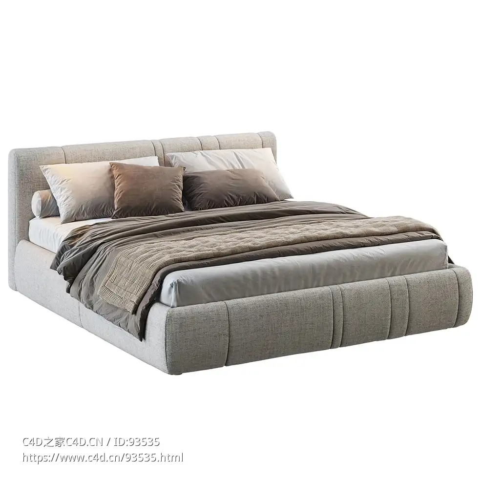 古典双人床Rigoletto豪华床架3D模型素材下载Rigoletto Bed by Bonaldo