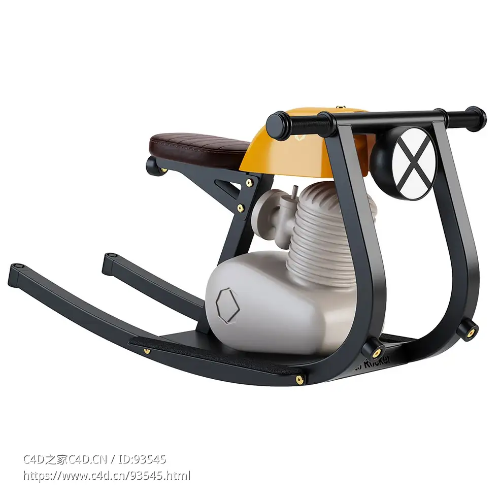 摇摇摩托车儿童平衡车玩具3D模型素材下载Rocking Motorcycle Moto Rocker by Felix Mo