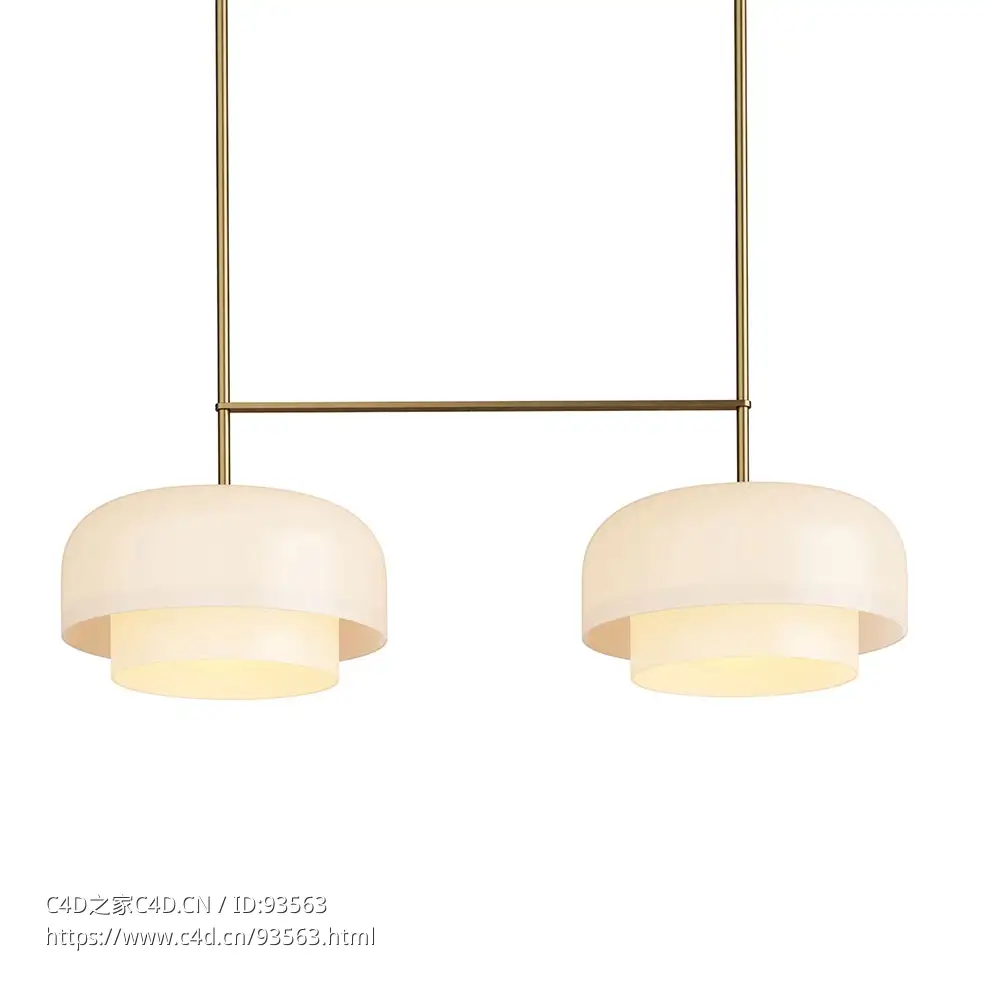 双头大吊灯艺术玻璃吊灯3D模型素材下载Rolo Extra Large Double Down Double Pendant