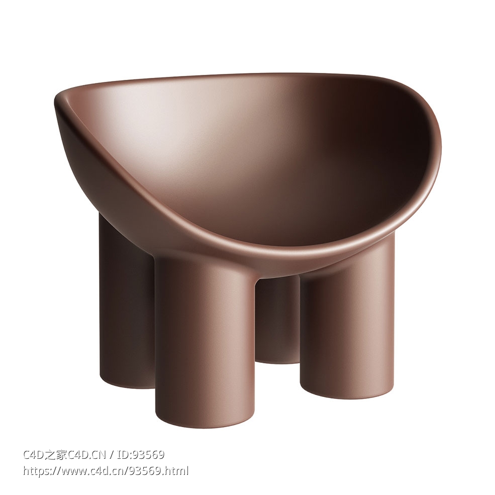 圆凳休闲椅简约设计师椅3D模型素材下载Roly Poly Chair by Driade