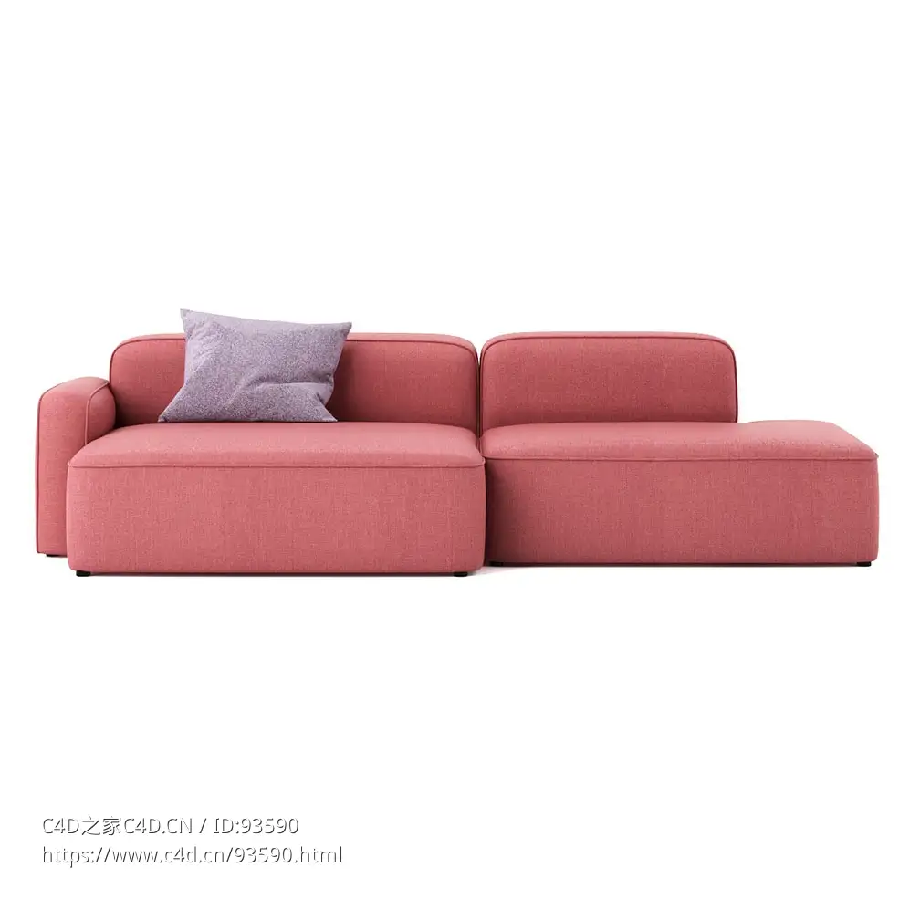 左贵妃沙发转角布艺沙发3D模型素材下载Rope Sofa Chaise Lounge Left by Normann-Cope