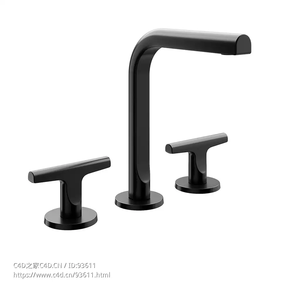 三孔面盆龙头豪华卫浴龙头3D模型素材下载Sailing 3-Hole Washbasin Mixer by Fantini