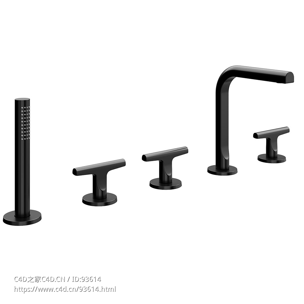 台装浴缸龙头浴缸水龙头3D模型素材下载Sailing Deck-Mount Bathtub Mixer by Fantini