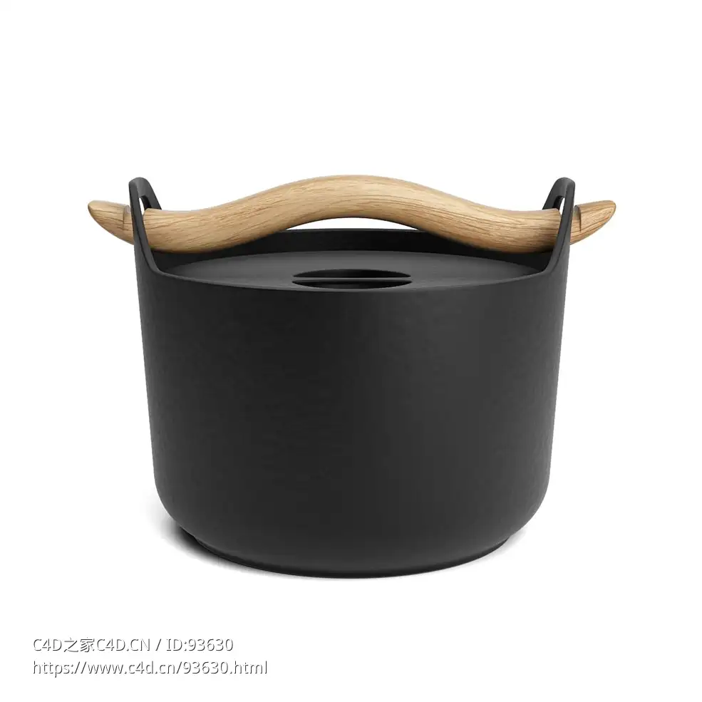 铸铁锅传统炊具3D模型素材下载Sarpaneva Cast Iron Pot by Iittala