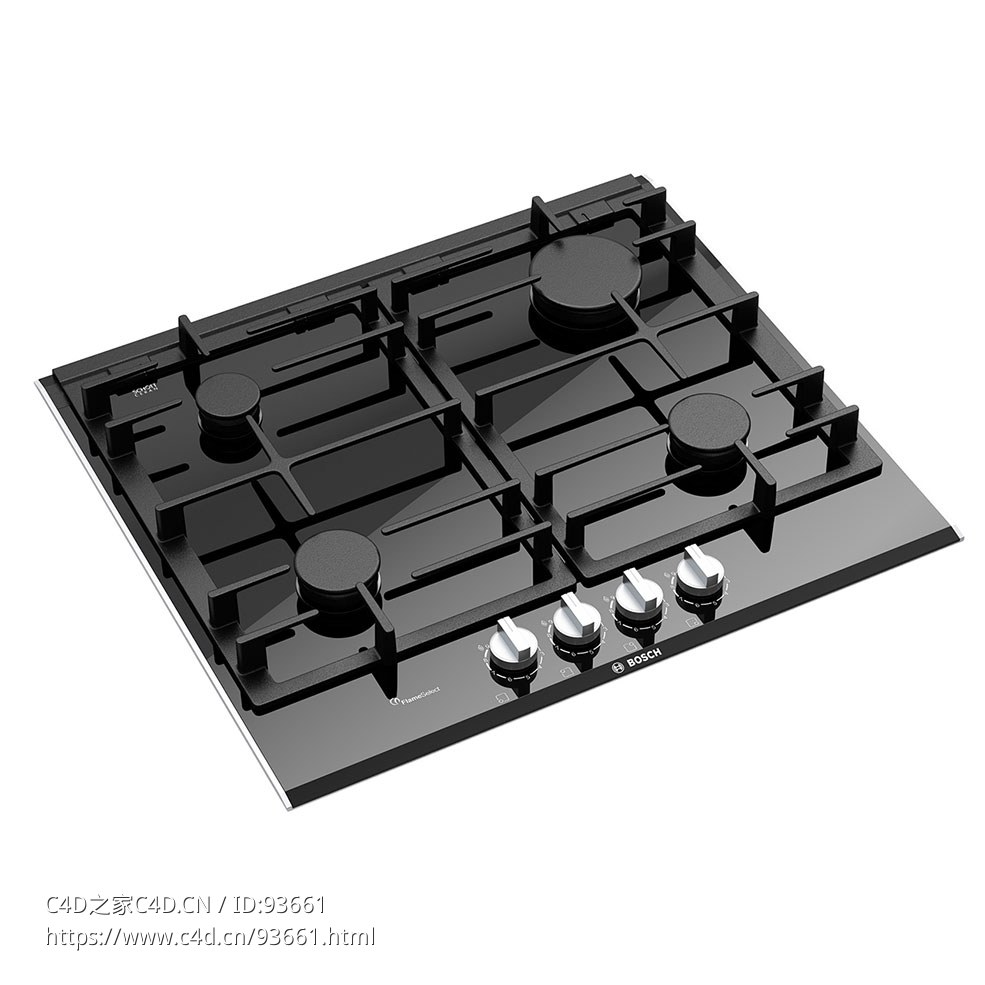 8系列60厘米燃气灶具3D模型素材下载Series 8th Gas Hob 60 cm PRP6A6D70 by Bosch