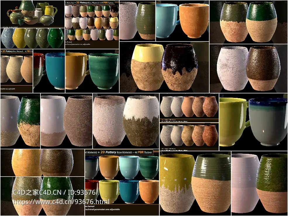 20组陶器罐子贴图素材 Artstation – 20 Pottery 4k PBR Textures Vol.01