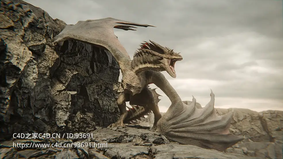 西方双足飞龙绑定3D模型 CGTrader – Vyrethorn Dragon (Blender/FBX/OBJ/ZBrush/SP格式)