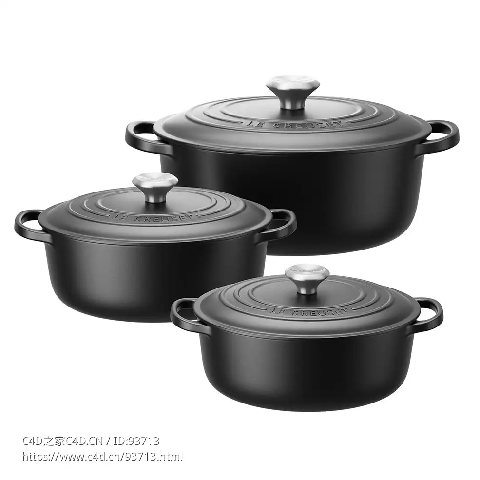 椭圆形铸铁炖锅3D模型素材下载Signature Cast Iron Oval Casserole by Le Creuset