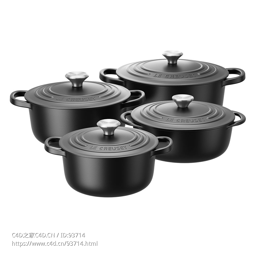 圆形铸铁炖锅3D模型素材下载Signature Cast Iron Round Casserole by Le Creuset