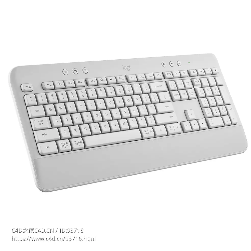 K650白色无线键盘3D模型素材下载Signature K650 Wireless White Keyboard by Logitech