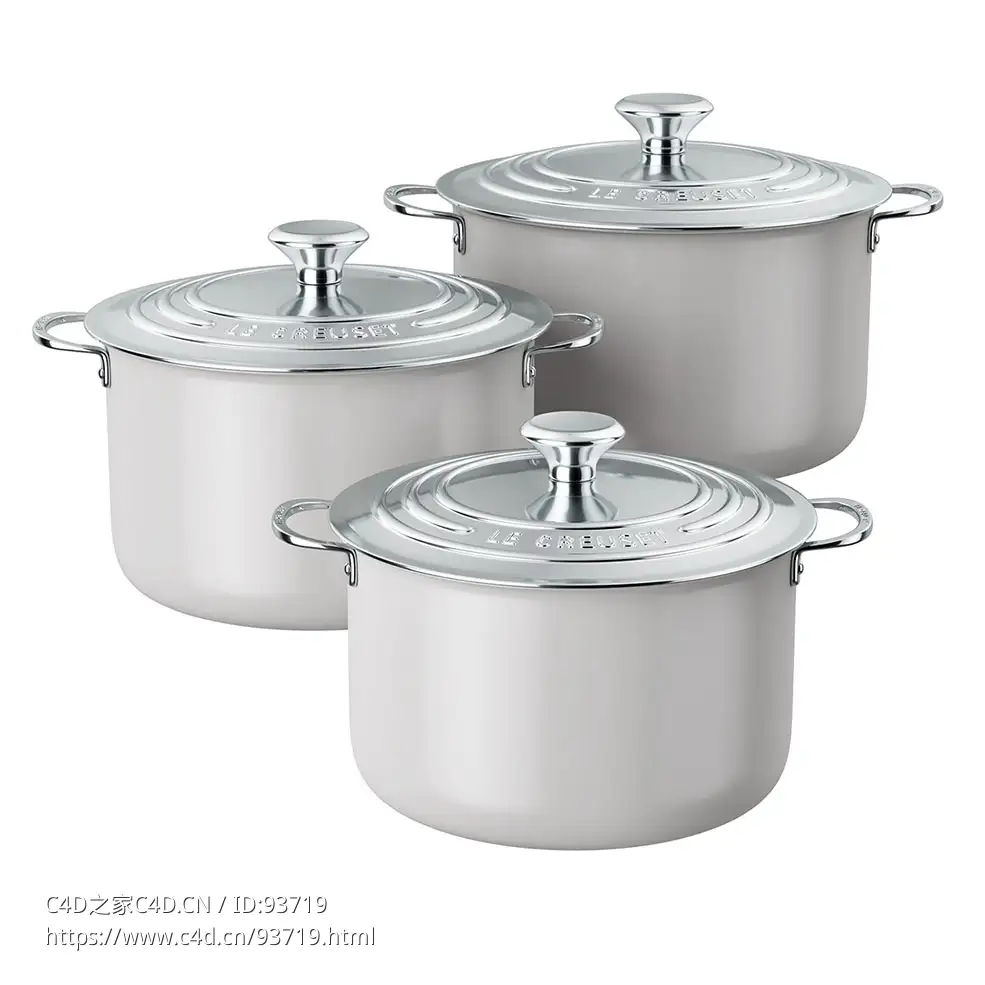 带盖汤锅3D模型素材下载Signature Stock Pot with Lid by Le Creuset