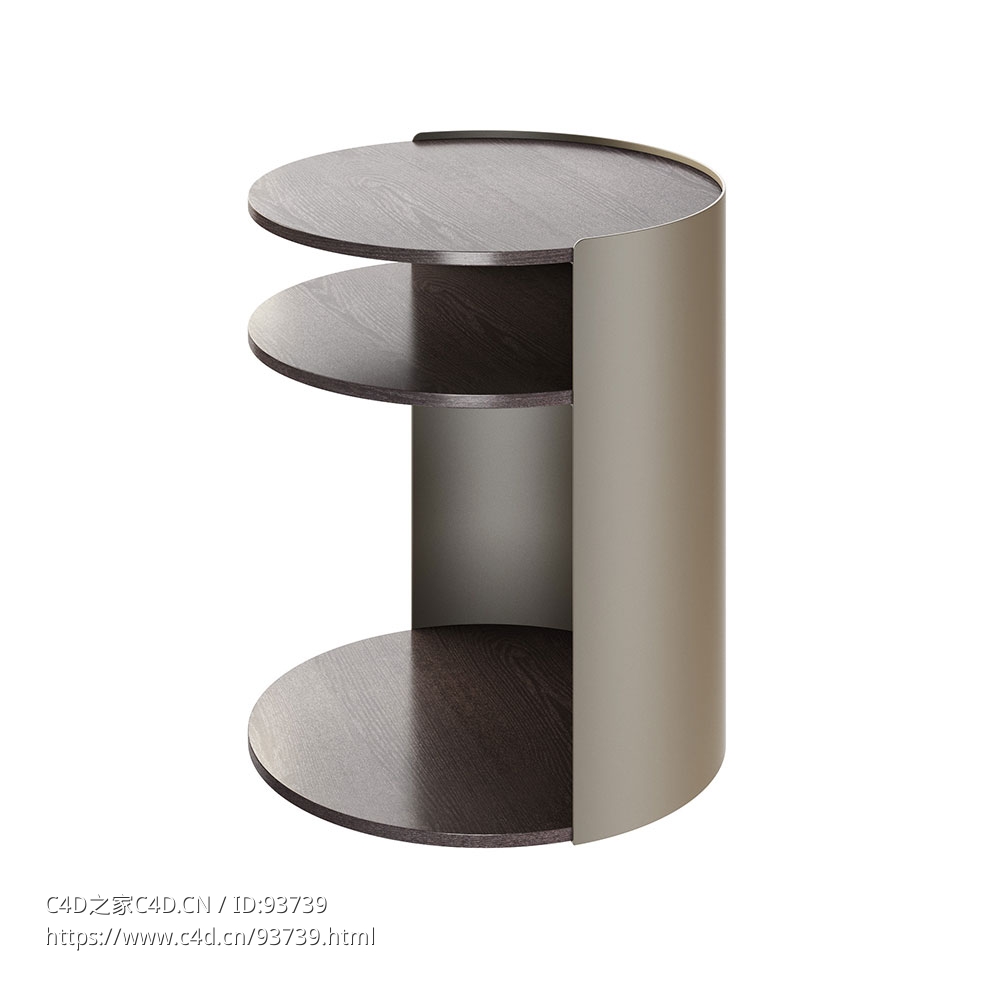 圆形床头柜3D模型素材下载Skin Round Bedside Table by Ditre Italia