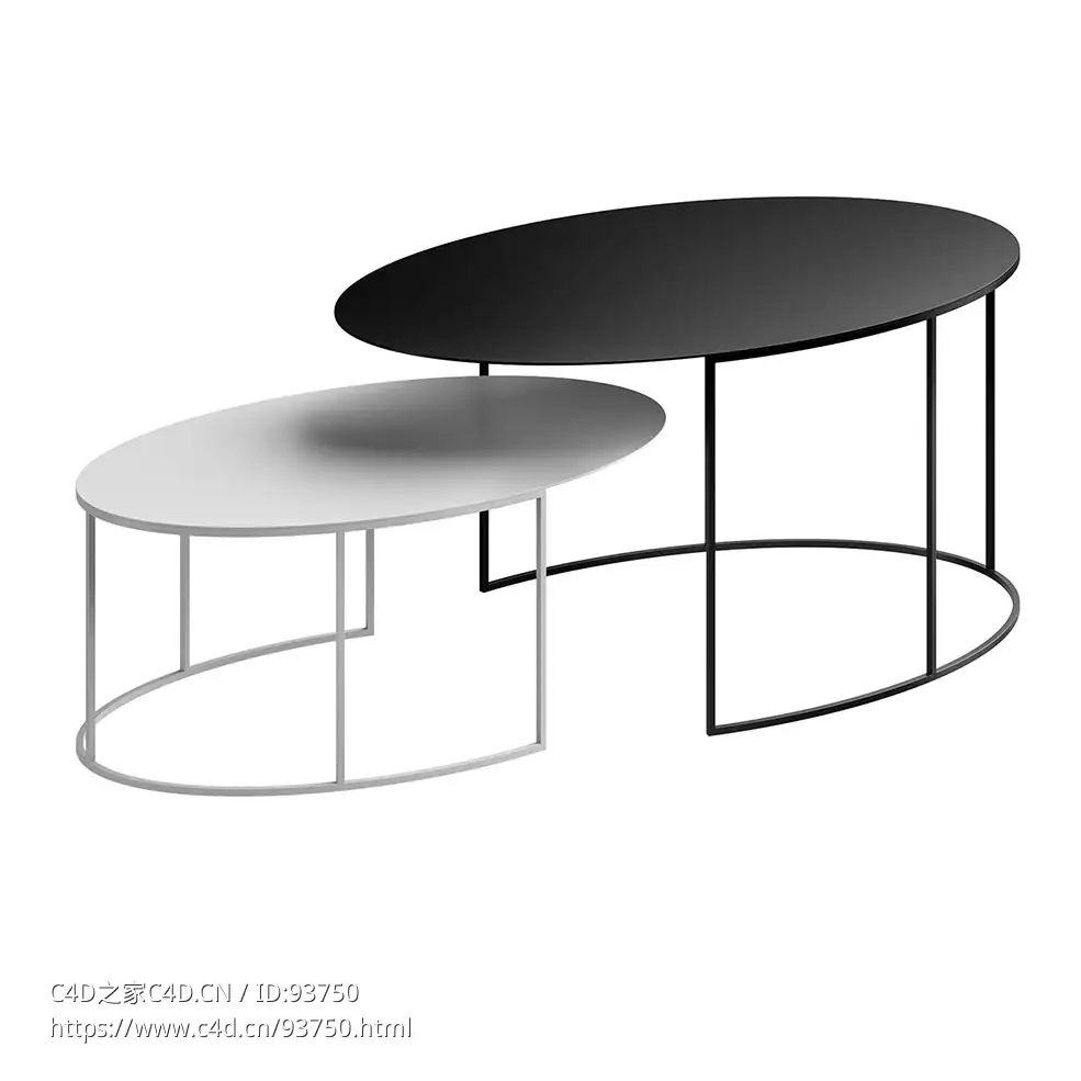 纤薄椭圆咖啡桌3D模型素材下载Slim Irony Oval Coffee Table by Zeus