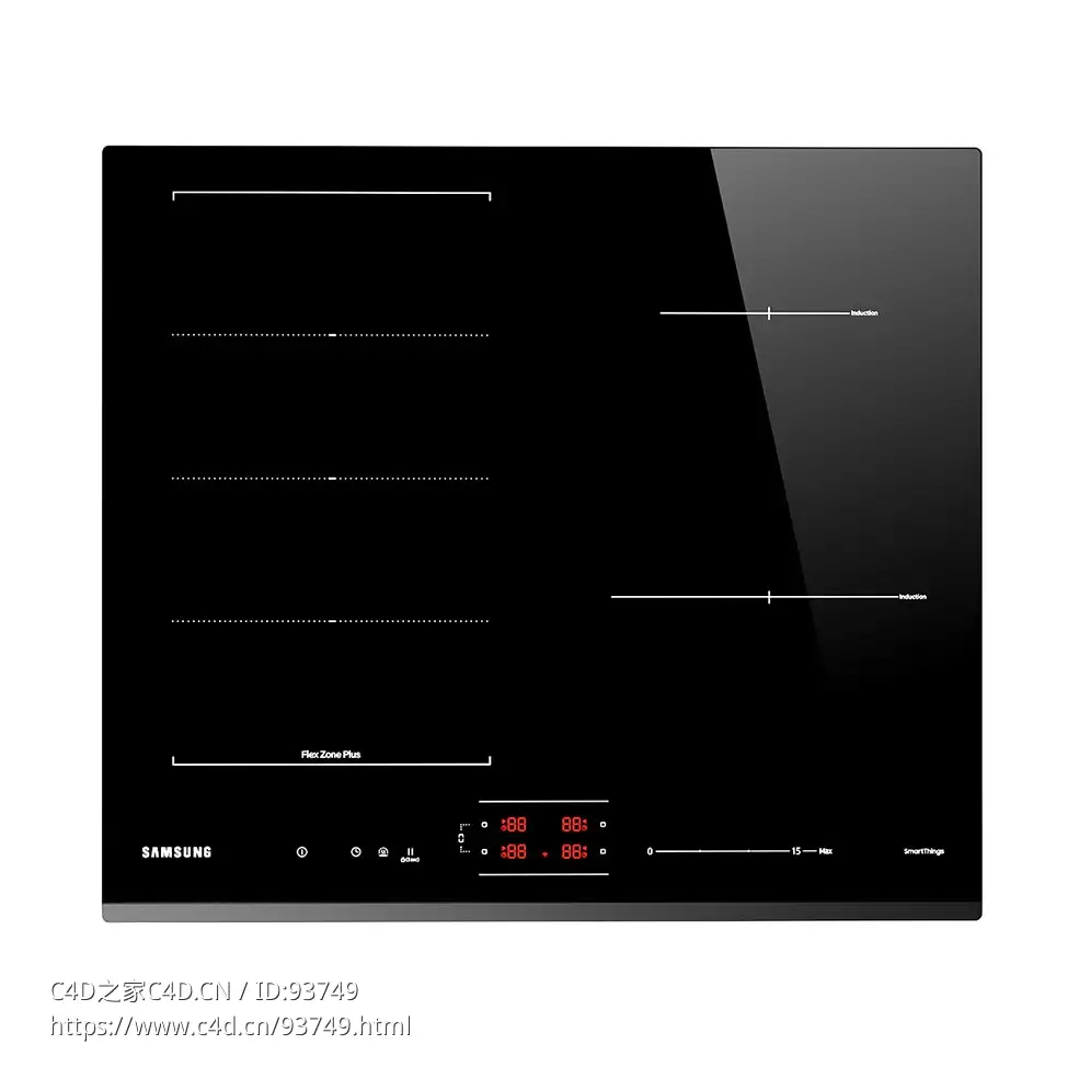 超薄嵌入式电磁灶3D模型素材下载Slim Fit Induction Hob Flex Zone by Samsung