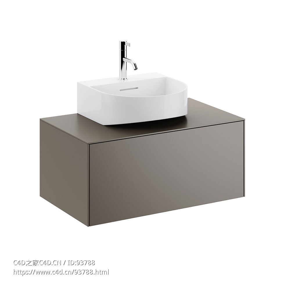 声纳抽屉柜775毫米Laufen品牌中型储物柜3D模型素材下载Sonar Drawer Element 775 mm b