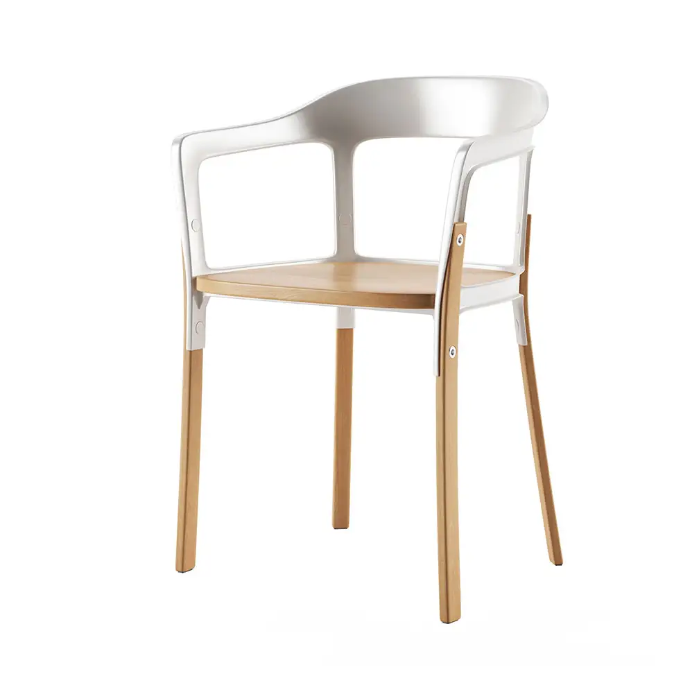 钢木椅Magis工业风餐椅3D模型素材下载Steelwood Chair by Magis