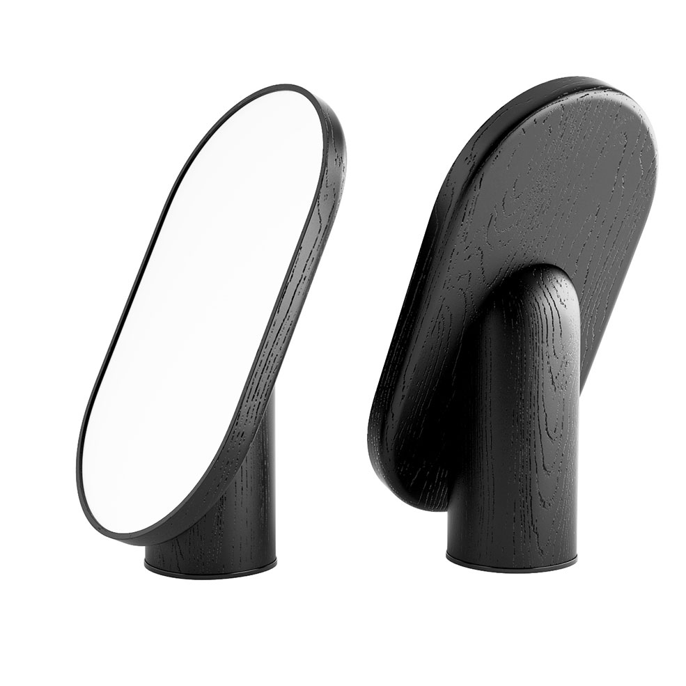 黑色木质转角镜tre product家居3D模型素材下载Woodturn Mirror Black by tre product