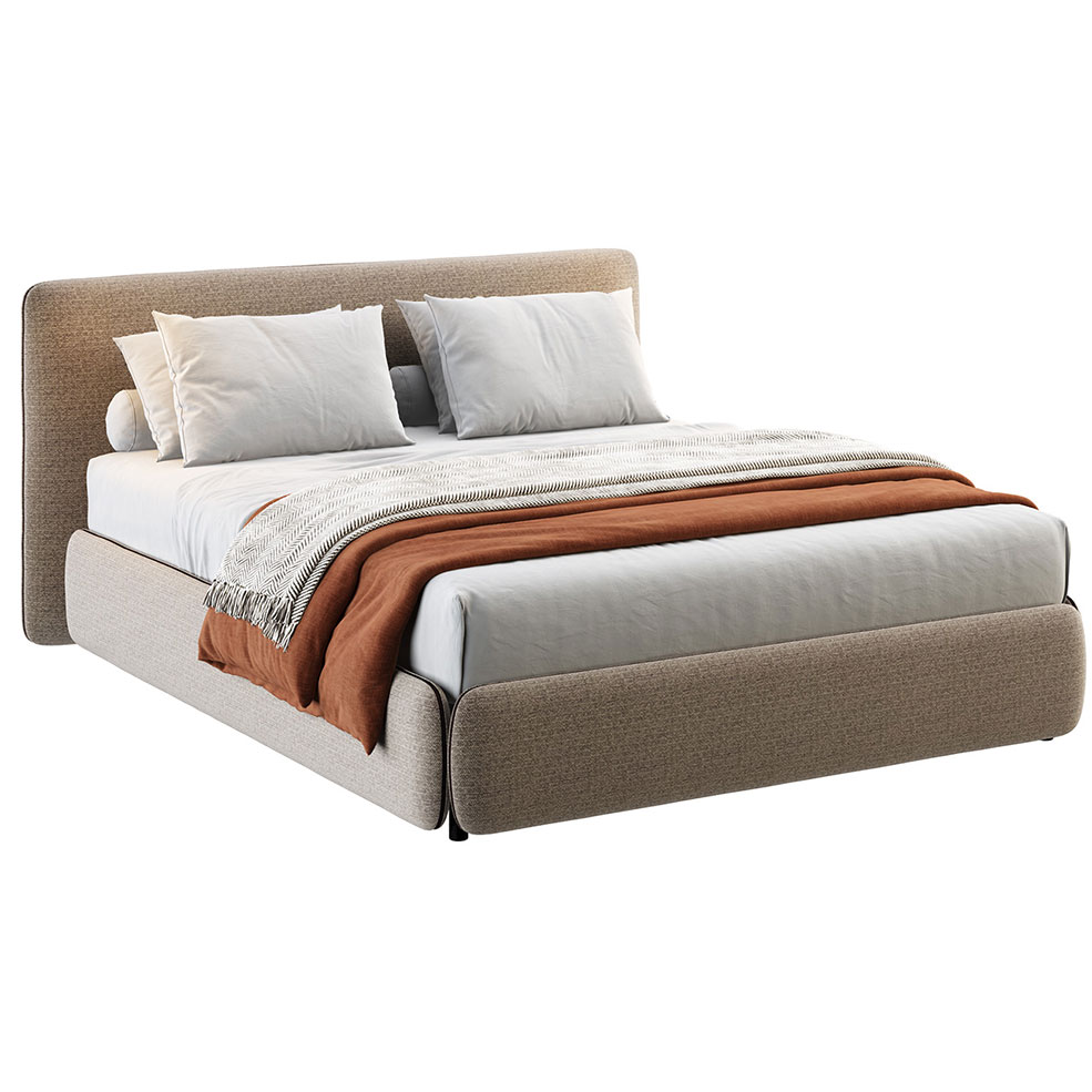 拉链单人床头板床Calligaris家具3D模型素材下载Zip Bed with Single Headboard by Cal
