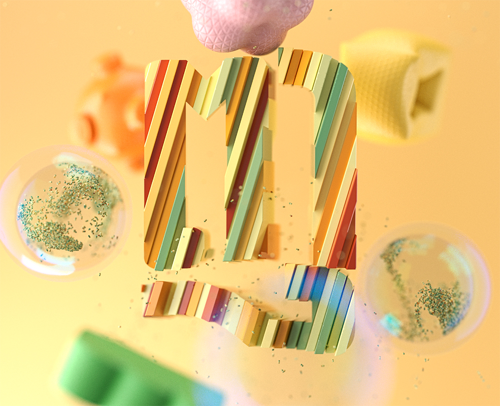 C4D OC字母切片动画粒子球工程C4D Octane Project Files_ Letter Nyo