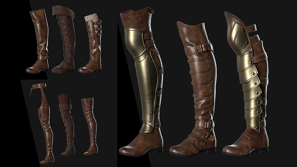 中世纪女性靴子3D模型 Artstation – Female Boots Set (OBJ+FBX格式) - C4D之家 - file.jpg
