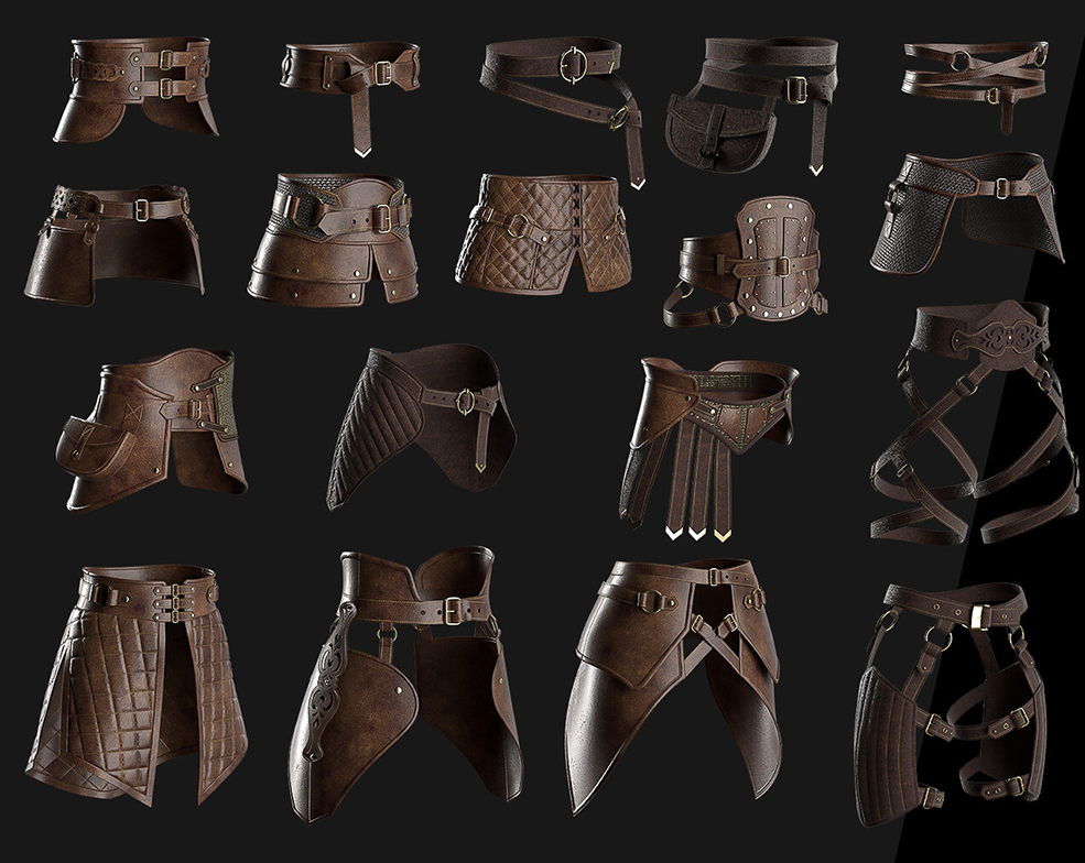 中世纪女性腰带3D模型 Artstation – Female Belt Pack (OBJ+FBX格式) - C4D之家 - file-(1).jpg
