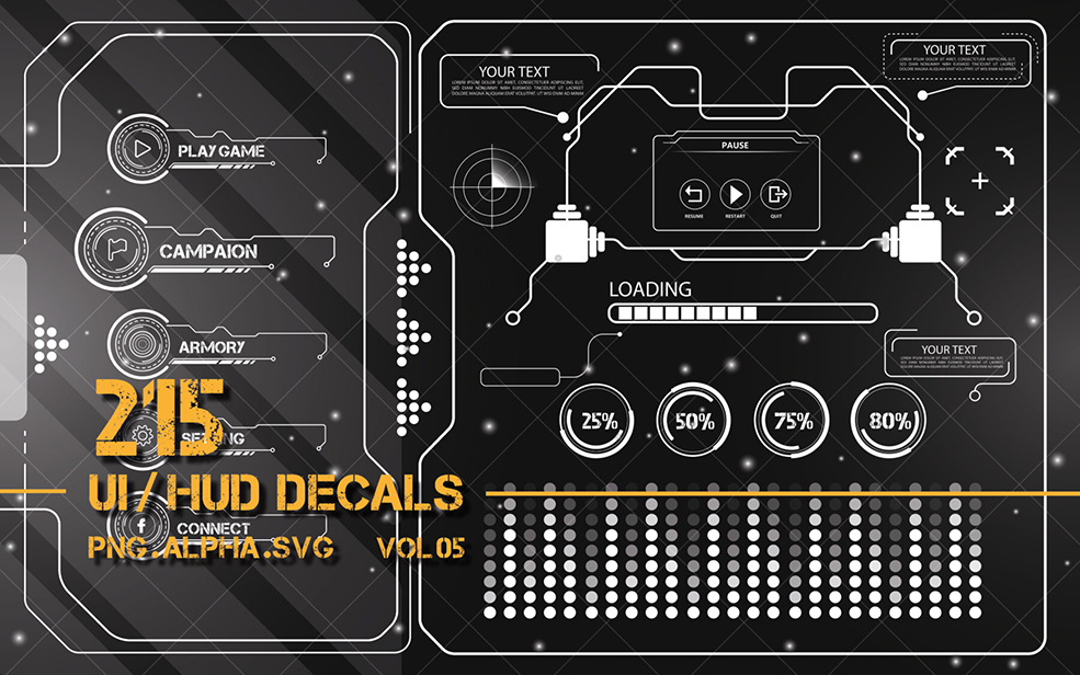 科幻 UI/HUD图形贴花素材 Artstation – 215 + UI HUD SciFi Graphic Decals Vol.05 - C4D之家 - file-2.jpg