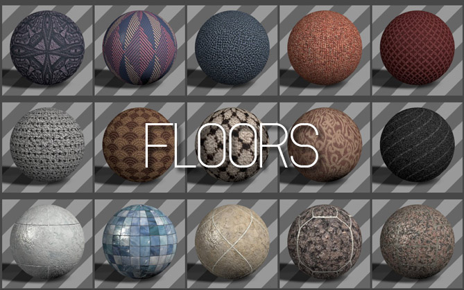 49个地板/瓷砖材质包 Floor/Tile Textures for Cinema 4D