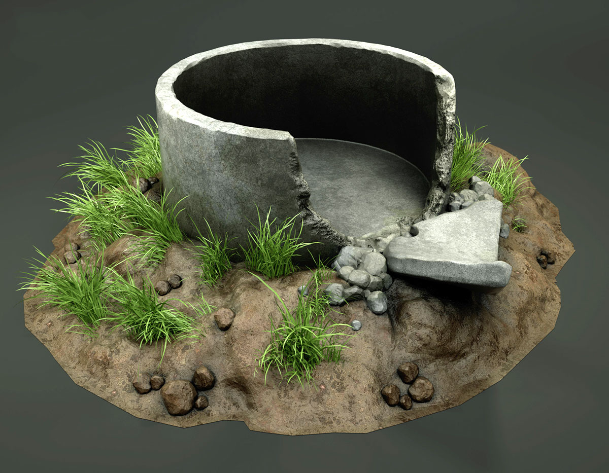 破碎的水池C4D模型 Melting Pot