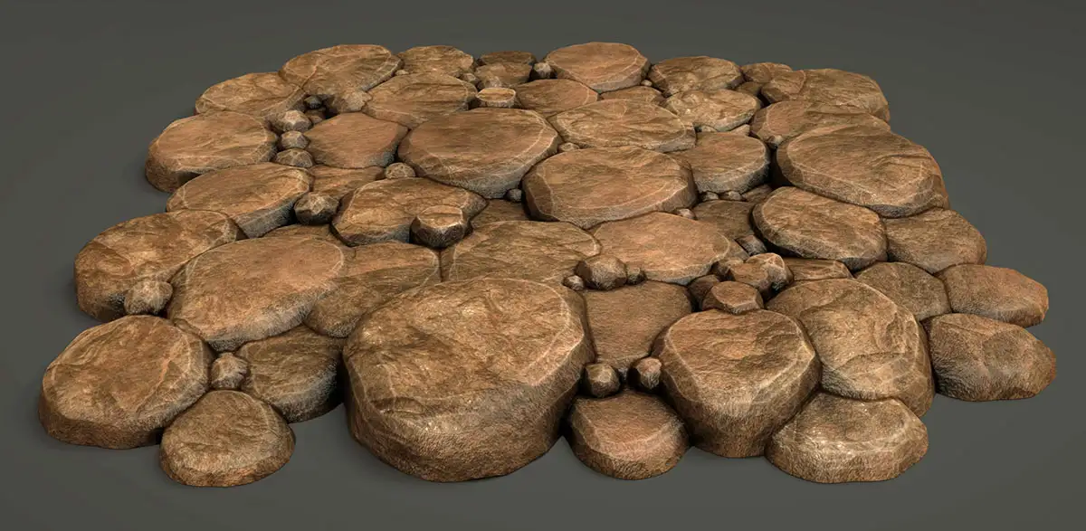 石头路面C4D模型 Rock Pavers