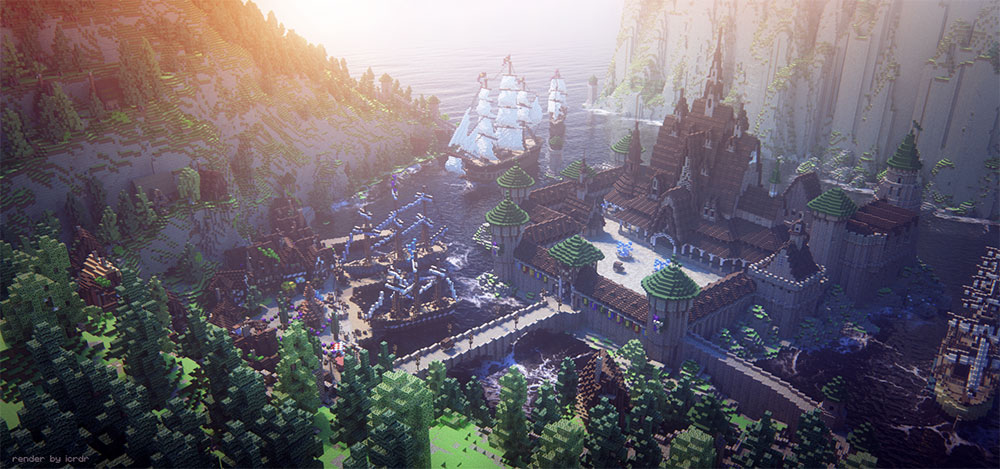 MC我的世界像素模型：港湾帆船城堡C4D模型 - C4D之家 - frozen.jpg