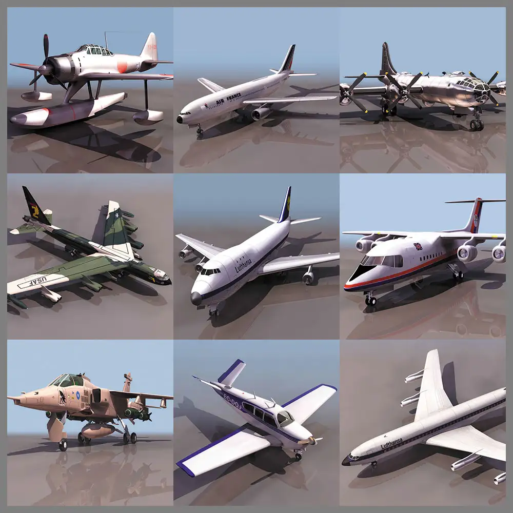 60架老式军用飞机3D模型合集（3DS）60 Airplane Models Professional Vilo Collection
