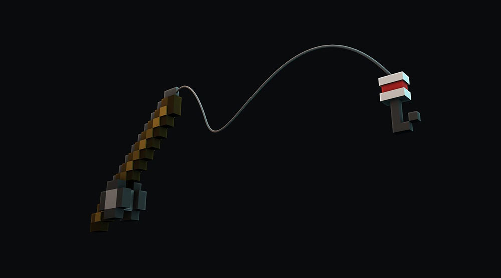 我的世界像素模型：钓鱼杆C4D模型 Vanes Fishing rod (C4D)