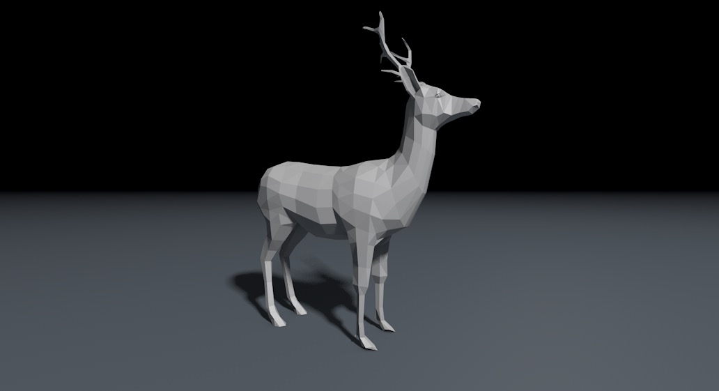 低面多边形动物模型：狼狗+麋鹿C4D模型 low poly 3d model