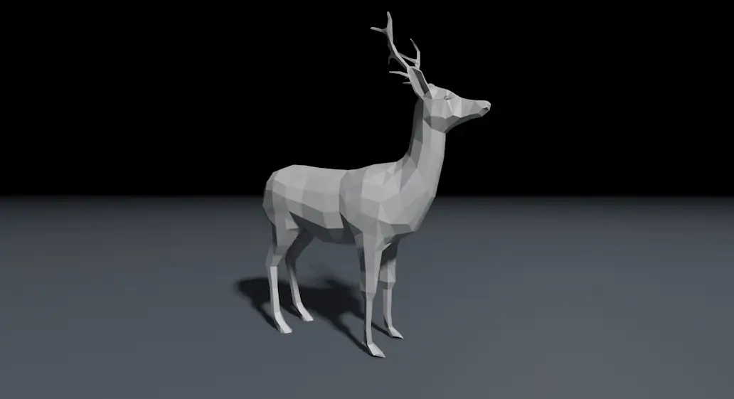 低面多边形动物模型：狼狗+麋鹿C4D模型 low poly 3d model