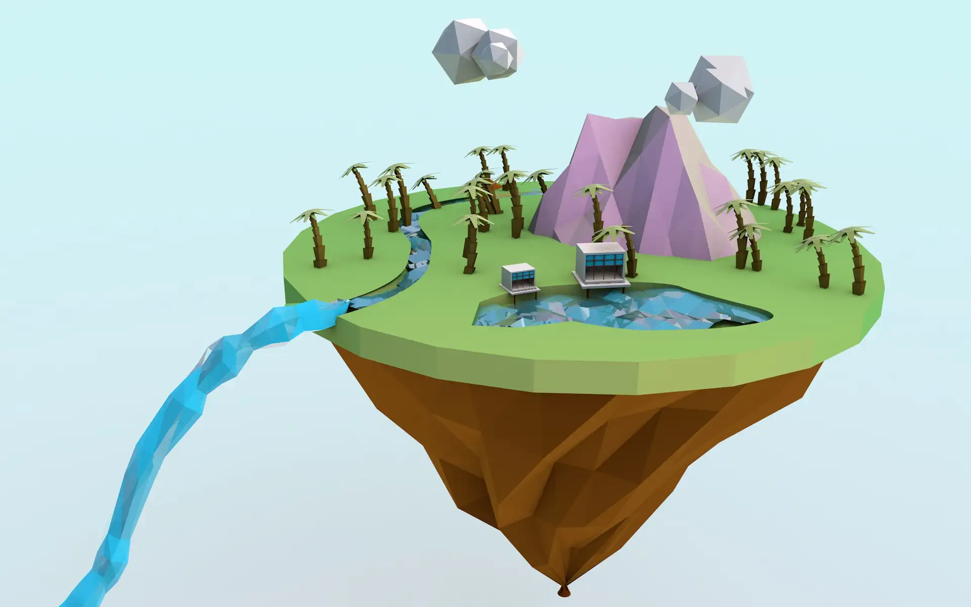 C4D练习 临摹教程低面场景工程文件0802