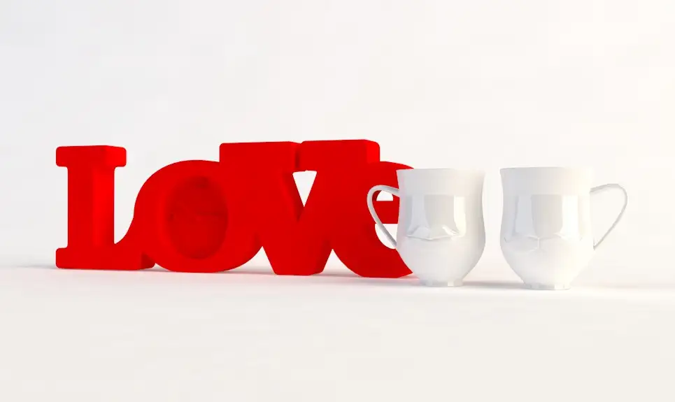 情侣杯+LOGO时钟C4D模型 clock love 3d model