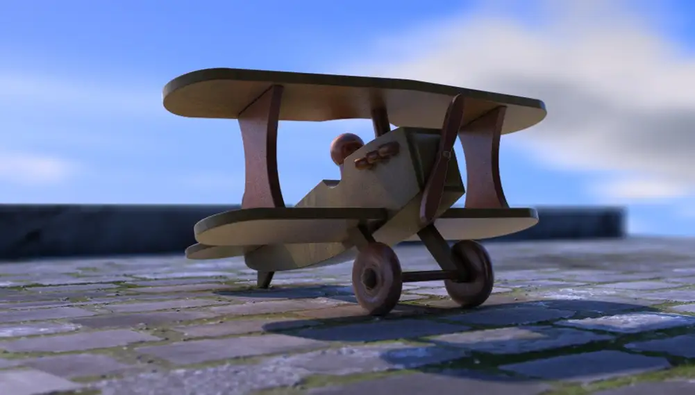 木制卡通玩具小飞机C4D模型 toy plane