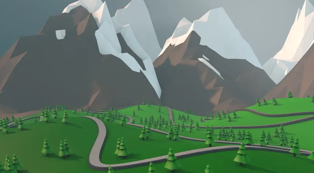 C4D低面雪山风光工程文件 LowPoly