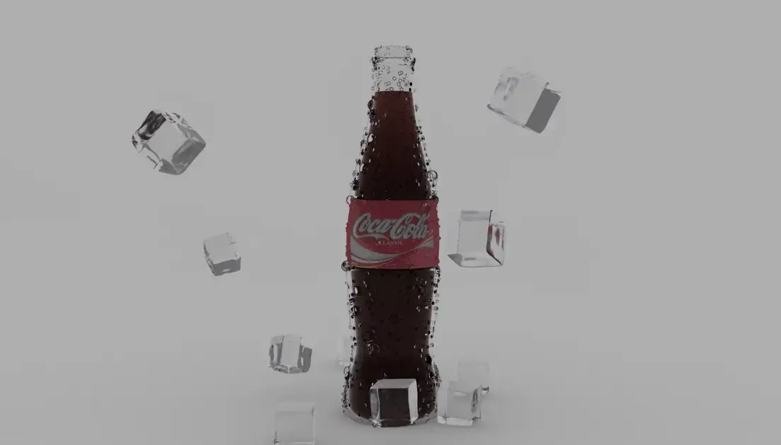 可口可乐水珠冰块C4D模型文件 Coke bottle c4d - Project file in description