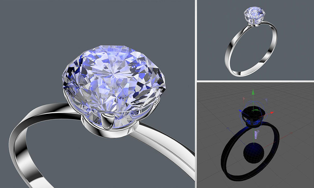 钻戒C4D模型 Diamond ring