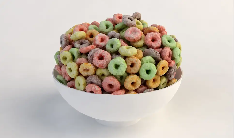 一碗谷类七彩圈零食C4D模型 cereal bowl