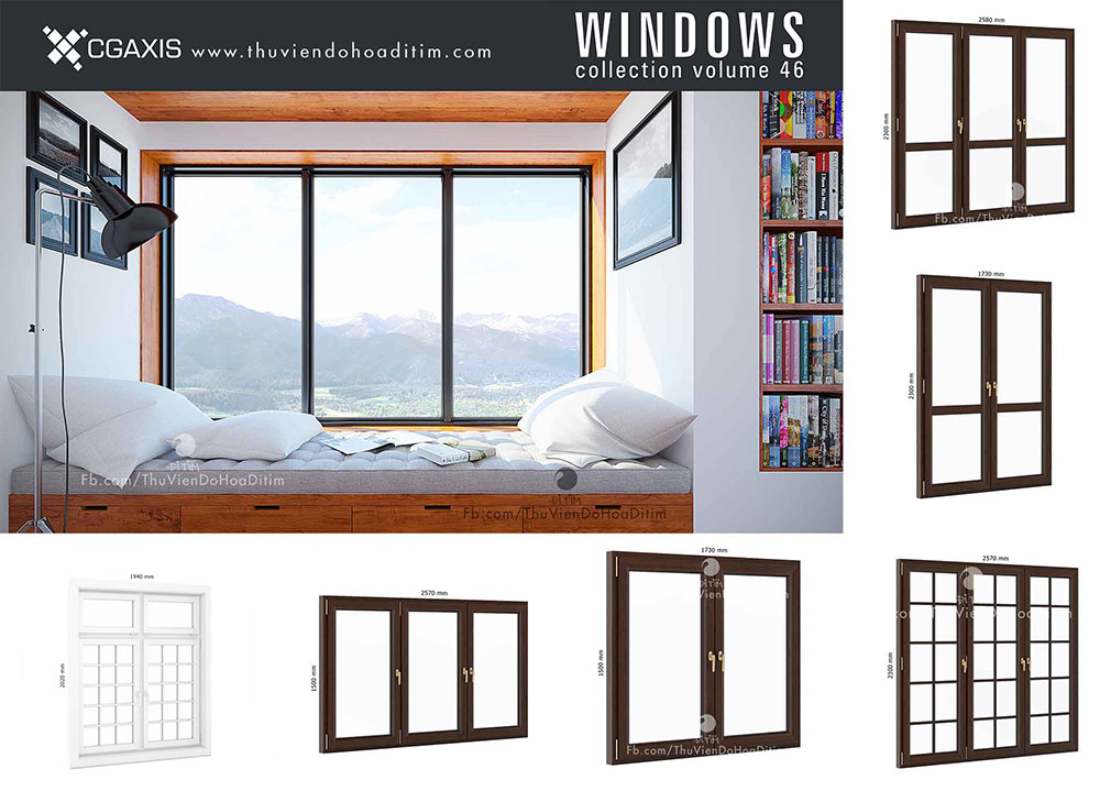 [MAX]室内窗户3D模型 CGAxis Models Volume 46 – 3D Windows